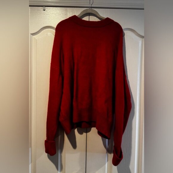 Pilcro Anthropologie Red Oversized Crew Neck Sweater - Size M - Picture 1 of 4